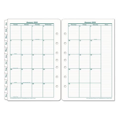 Original Dated Monthly Planner Refill, January-December, 5 1/2 x 8 1/2, 2019