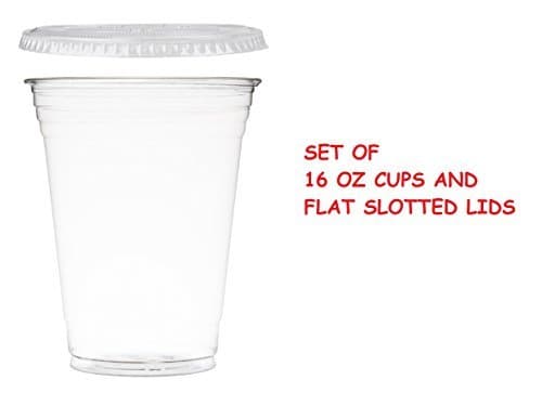 Ultra Clear 16 Oz Hard Plastic Cups with Flat Lids for Smoothie, 50 Sets by ChefTown