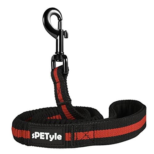 sPETyle Bungee Dog Basic Lead - Shock Absorbent Leash for Middle, Large, Young, and Energetic Dogs, Red