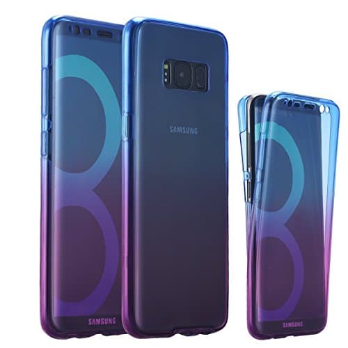 Galaxy S8 Plus Full Body Case, Shanlove Front and Back Soft Skin Cover, Ultra-Thin Silicone Shockproof Bumper Protective for Samsung Galaxy S8 Plus, Blue to Purple