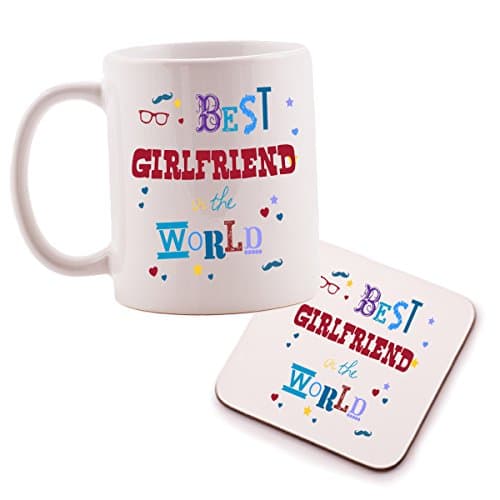 Best Girlfriend Mug And Coaster Gift Set - Great present idea for any Girlfriend - Christmas or Birthday.