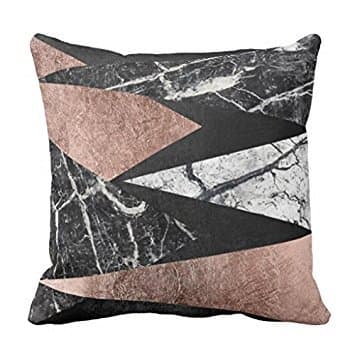 Elegant Modern Marble, Rose Gold, &amp; Black Triangle Throw pillowcase 16*16