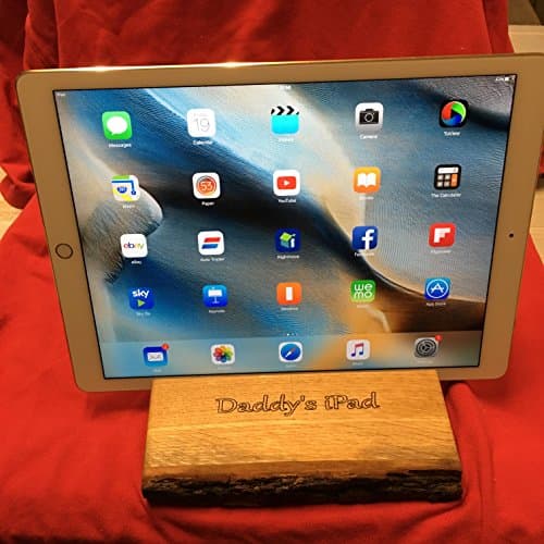 Personalised iPad Air Pro Stand Desk Organiser Solid Live Edge Oak Wooden Dock Holder for iPad Air/ Pro/ iPhone 6/ Tablet