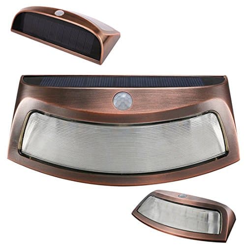 LED Solar Body Sensor Light IP65 Waterproof Motion Sensor Outdoor Wall light for Garden, Fence, Patio, Deck, Yard, Driveway, Stairs etc（Copper）