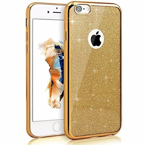 iphone 6 Case,iphone 6S Case,Bling Bling Glitter Detachable Ultra-Thin Electroplating Technology Soft Gel TPU Silicone Back Cases Cover for iPhone 6s/iphone 6 4.7" [Gold] [Lifetime Warranty]