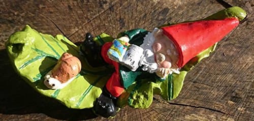 GARDEN GNOME ~ RILEY ~ ON LEAF HAMMOCK