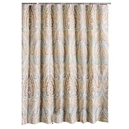 Polyester Shower Curtain Set With Hooks Beige Bath curtain, Logs Color Serrate Line Pattern Waterproof No Transparent Washable Bathroom Washroom Shelter Enough Rings , 220*200cm