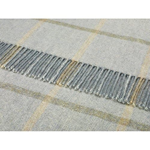 Bronte Pure New Wool Shetland Sofa Throw Blanket - Windowpane Aqua Design