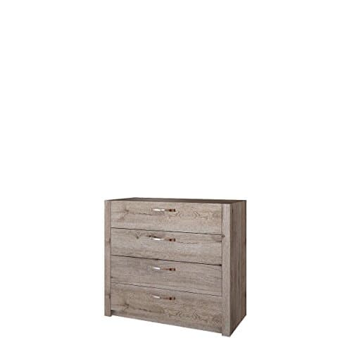 DRAWER light natural wood, 4 storage units