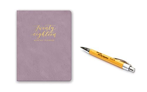 Orange Circle Studio 2018 Leatheresque Monthly Planner, Aug. 2017 - Dec. 2018, Practically Purple & Comes with Kemah Pen Made From Natural Bamboo