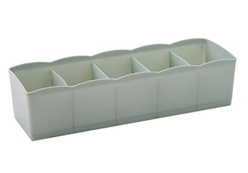 Peacewish 5PC Creative Plastic Desktop Underwear Storage Grid Sub-socks Underwear Storage Box 25 Cell Finishing Box (Light blue)