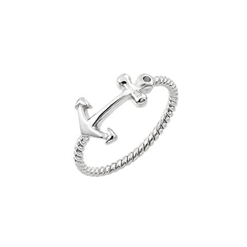 Sterling Silver Anchor Rope Ring