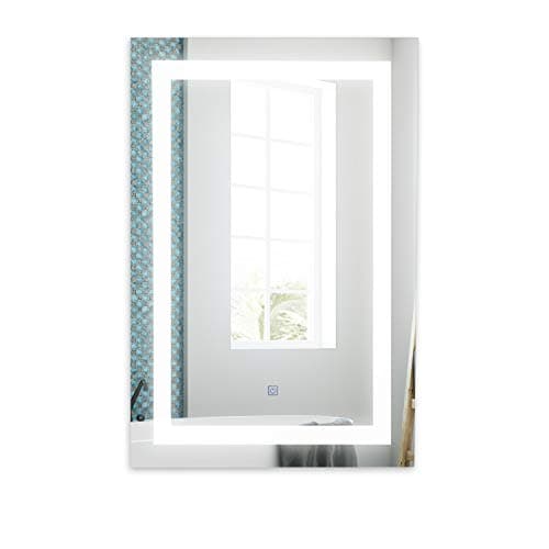 Bathroom Lighted Mirror Wall Mounted LED Vanity Mirrors 20 30 Inch 3000-6000K Dimmable Illuminated Backlit with Heated Anti Fog Pad Touch Sensor Switch CRI 90 IP44 Waterproof Vertical or Horizontal