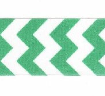 Jay Company 1.5 Inch Wide Glitter Chevron Printed Polyester Grosgrain Craft Sewing Ribbon, Emerald Green / White, 20 Yards
