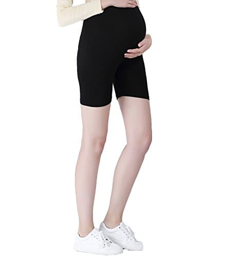 Maternity Ultra Thin Stretch Short Leggings Plain Black