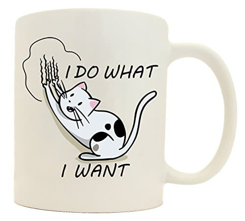 I Do What I Want FunnyCat Scratch Wall Coffee Mug Cat Lover Gift 11oz Ceramic Mug
