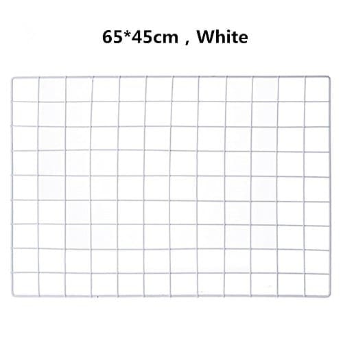 DIY Iron Grid Panel photo wall Multifunction Metal Mesh Wall Decor/hanging Photo Wall/Wall Art Display & Organizer (60x45cm,Black) (White)
