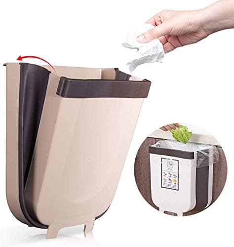 CHHELL Trash Bin, Hanging Trash Can Kitchen Cabinet Door Collapsible Dust Bin Room Car Waste Box Kitchen Tools Kitchen Supplies