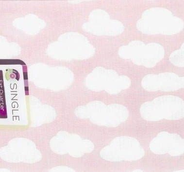 FAT QUARTERS (2) Pretty, perfect fluffy cloud design Cloud blush pink and white~ 100% COTTON FABRIC ~ Quilt Fabric ~ SEWING