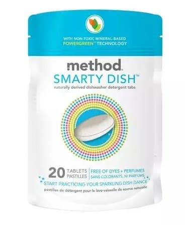 method Smarty Dish Non-toxic Dishwasher Detergent Tabs Free of Dyes + Perfumes 20.0ea - pack of 2