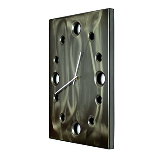 Gray Shades, Large Rectangular Metal Powder Coated Wall Clock, Sleek, Industrial, Modern and Unique, Silent (non-ticking)