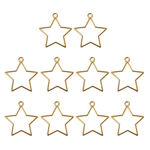 JunYe 10Pieces Frame Pendant Open Back Bezel Geometric Hollow Frame Resin Jewelry Making - 4 - Gold