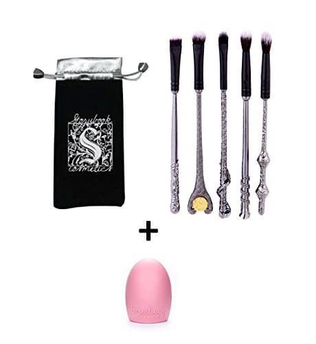 2nd Edition 5pcs Metal Handles Make Up Brushes Set Magic Wizard Wand Eye Makeup Brush Eyeshadow Blending Brushes Set with Free Pouch and Brush Egg Cleaner Beauty Tools kit set