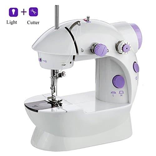 Portable Sewing Machine, Mini Crafting Mending Machine 2-Speed Double Thread, Double Speed with Foot Pedal, Light and Cutter for Household Travel Beginner