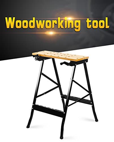Multi-Purpose Folding Workbench and Vice, Portable Work Table Sawhorse with Quick Clamp, Pegs and Tool Holders for Carpenter Builder Enthusiast, Folding Work Bench Steel Table Garage Portable (G001)