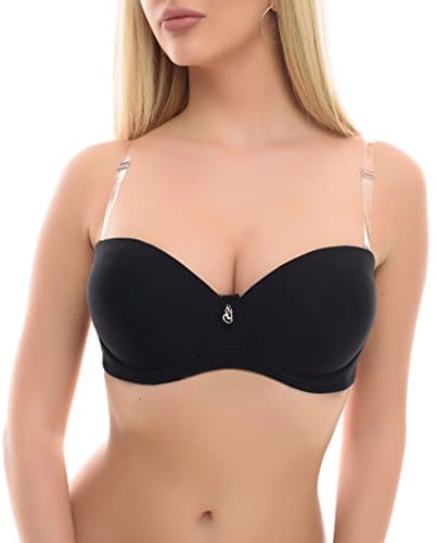 Strapless Superboost Heavy Padded Plunge Clear Back Invisible Straps Push Up Bra