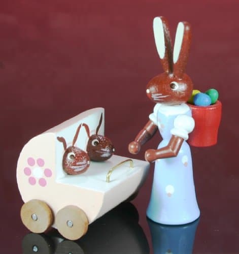 Hare + Mother twin stroller 5.5cm Easter decoration Easter Bunny Rabbit NEW 224/213