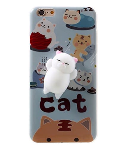 Ybetter iPhone 6/ 6S Novel Squishy Case, 3D Cute Soft Silicone Cat Toy on Back for Release Stress Protective Phone Case Cover for iPhone 6/ 6S (Cute Cat)