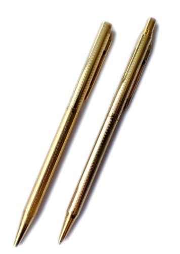Gold Pen and Pencil Set (Small Wavy B3)