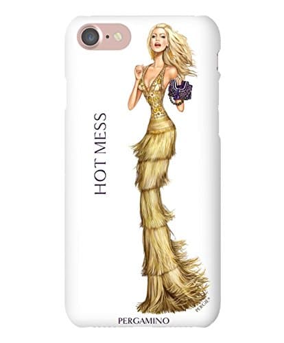 iPhone 6 7 8 Compatible Case by Luxury Designer Brand PERGAMINO | Protective Hard Cover, Slim Fit &amp; Lightweight | Featuring Fashion Icon PERGIE (Hot Mess)