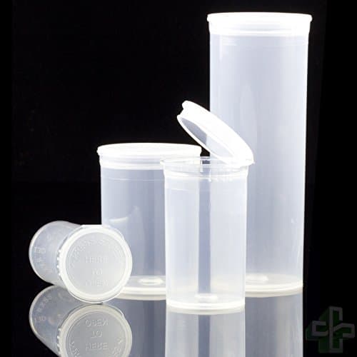 CPSC Certified Translucent Clear Pop Top Containers - Child Resistant (225, 19 Dram)