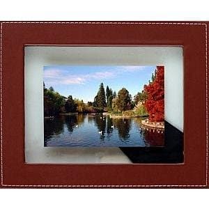 Chocolate-brown COSMOPOLITAN STITCH FLOAT leather frame by Dennis Daniels® - 8x10