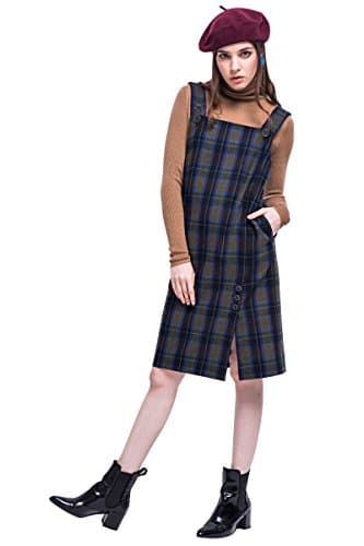 Frontrowshop Plaid Split Dungaree Dress