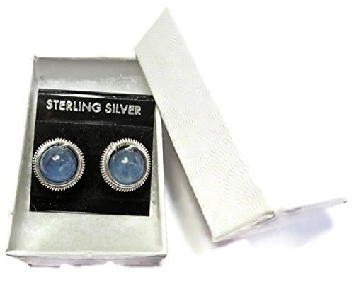 Blue Kyanite &amp; Sterling Silver Coiled Stud Post Earrings