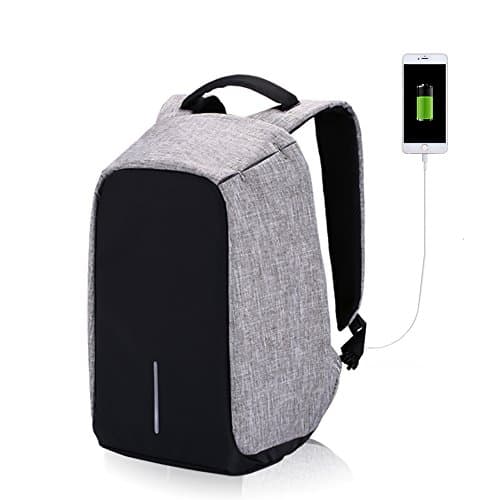 Laptop Backpack Anti Theft Computer Bag Multifunctional Compartment Eco-friendly Travel Shoulder Bag Men Women Water Resistant Travel Back Bag USB Charging Port Fits 15.6 Inchs (Gray)
