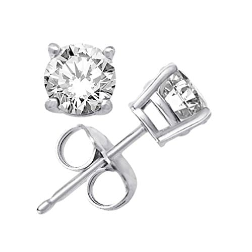 Cloverlon Silver-tone Basket Set Round CZ Stud Earrings