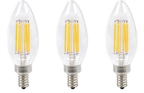 (3 pack) Dimmable LED Chandelier E12 Candelabra Bulb Warm White 2700K, 60-watt Equivalent Candle Lighting, Clear Glass 600 Lumens LED Light Bulbs for Home Lighting, Torpedo Shape