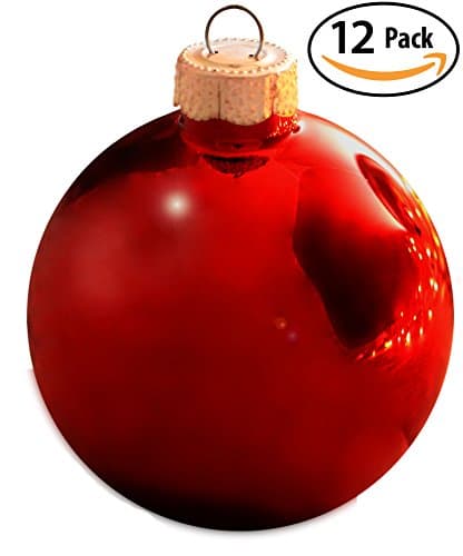 Shiny Red Glass Bulb Christmas Tree Ornament 12 Pack. Ruby Red, Drop-Safe Ball Decorations Will Give Your Home That Classic, Traditional Holiday Look. Beautiful 2.5" Hanging Reflective Bulbs.