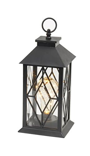 11" Black Plastic Patio Table Outdoor LED Lantern 10 Micro Fairy LED lights