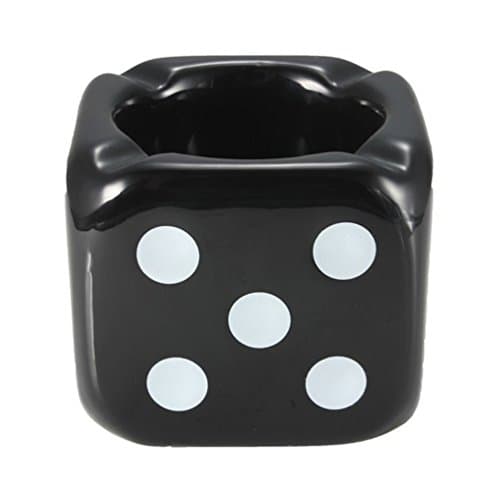 Wujee Stylish Ceramic Ashtray - Creative Dice Smoking Ash Tray - Classy Home Office Decor (Black)
