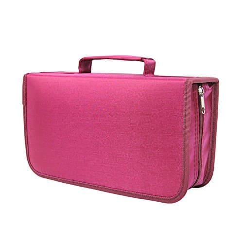 Ksmxos 128 Disc CD/DVD Portable Wallet CD Case Bag Storage Organizer Holder Protective DVD Storage Home Office and Travel Red