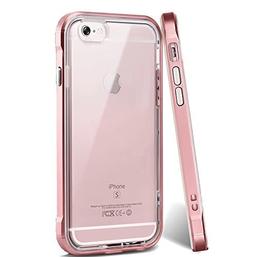 iPhone 6s plus Case, (Rose gold) PC Frame Crystal Clear Shockproof Soft TPU Dual Layer Hybrid Bumper Drop Protection Back Case for Apple iPhone 6/6s plus 5.5 inch