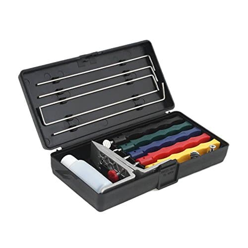 OutFans Standard Knife Sharpening System, with 5 Color-Coded Honing Stones, Extra/Coarse/Fine/Medium(Contain Instruction)