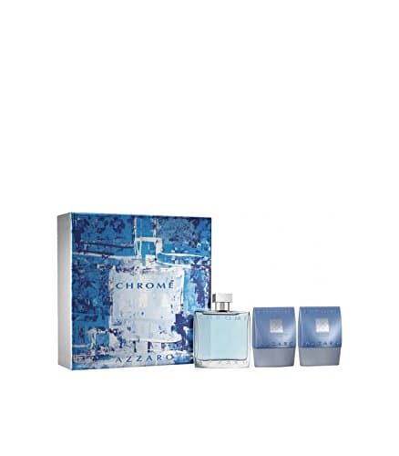 CHROME BY AZZARO GIFT SET 3.4 OZ EDT, 2.6 OZ AFTER SHAVE BALM AND 2.6 OZ ALL OVER SHAMPOO
