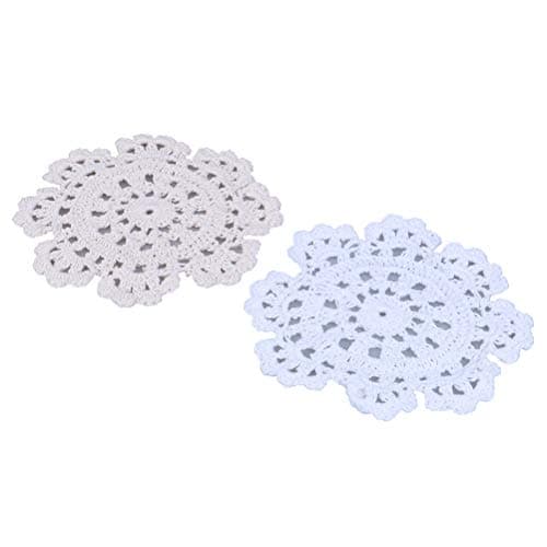 CHENLIGHT Coasters Set,Round Cotton Mat,Lace Table Place Mat Pad,Hand Crochet Lace Flower Glass Cup Coffee Mug Holder for Dining Kitchen