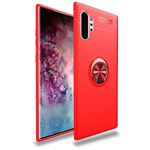 Lozeguyc Compatible with Note 10 Plus Case,Soft TPU Hidden Kickstand Note 10 Plus Back Case with Magnetic Car Mount Holder Kickstand Drop Protection Defender Case for Samsung Galaxy Note 10 Plus-Red